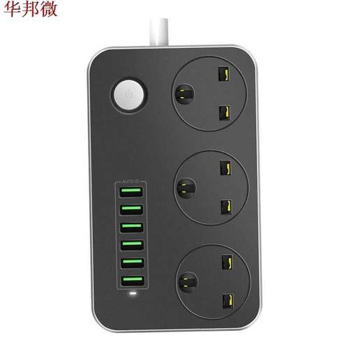 3 Outlet Power Strip Switch with 6 Smart USB Charger Ports E
