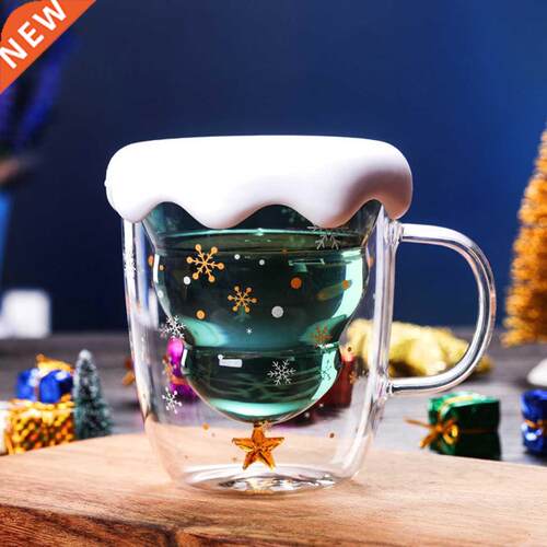 Glass Mug with Snow Lid 10 oz (300 ML) Water Cups
