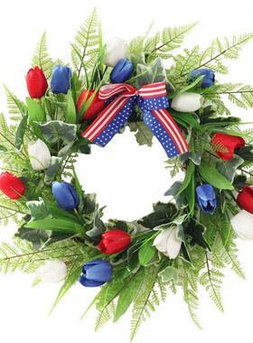Artificial Tulip Wreath United States Independence Day Patri