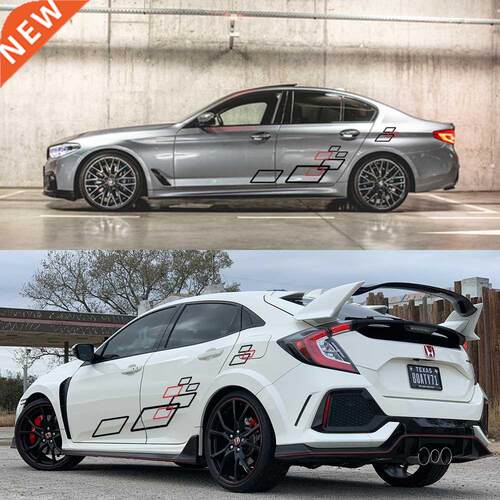 2pcs Sport Car Sticker Both Side Body Auto Vinyl Film Car Ac