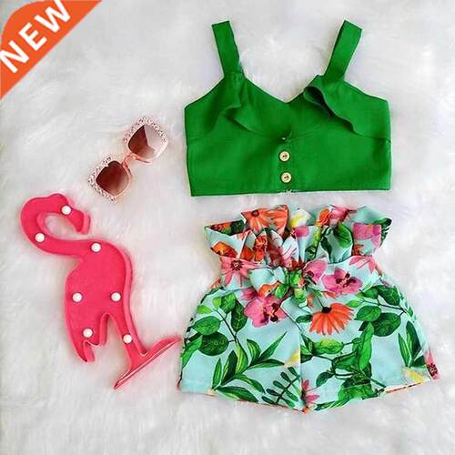 Summer Toddler Baby Girl Floral Ruffle Vest Crop ops + Flora