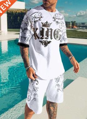 King T Shirt for Men 2022 Summer New Men's Clothing Set Fash