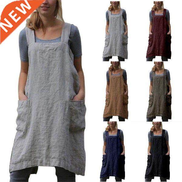 New loose home women's clothing cotton and linen apron long
