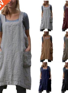 New loose home women's clothing cotton and linen apron long