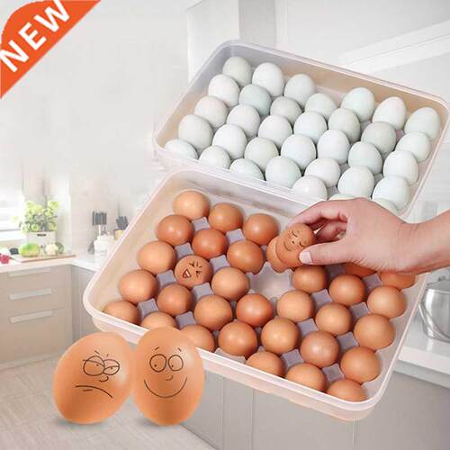 Clear 34 Grid Single-Layer Egg Box Basket Organizer Plastic