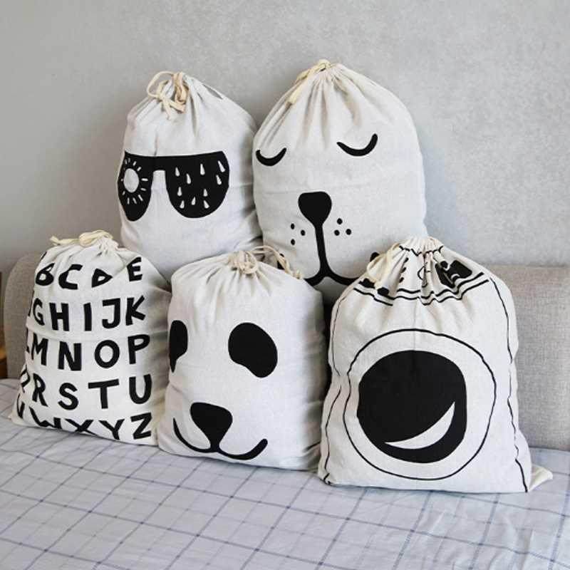 animal stripe pattern cotton laundry bag toy home storage b