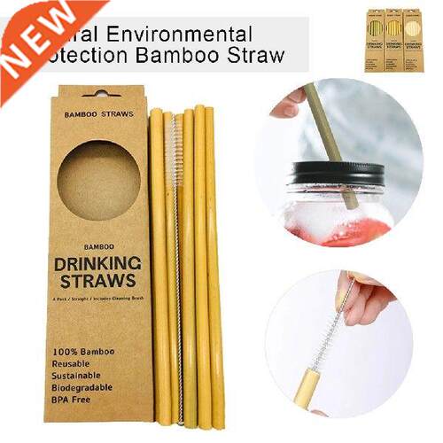 12Pcs/Set Eco-friendly Straw Bamboo Straw Reusable Drinking