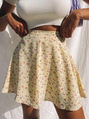 Tossy Boho Floral Print Party Skirt Summer New High Waist Pl