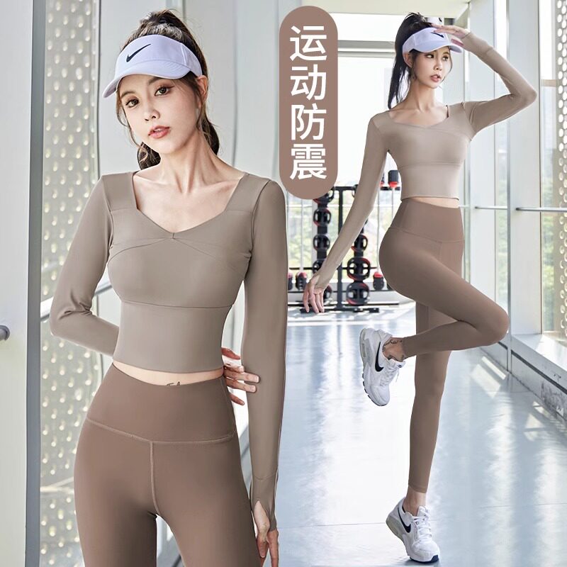 瑜伽服带胸垫跑步运动长袖LULU