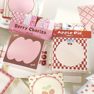 午茶乐章系列六款高颜值便签素材本120张 ins风日常小清新简约复古彩色格纹手帐diy学生手写留言记事素材纸