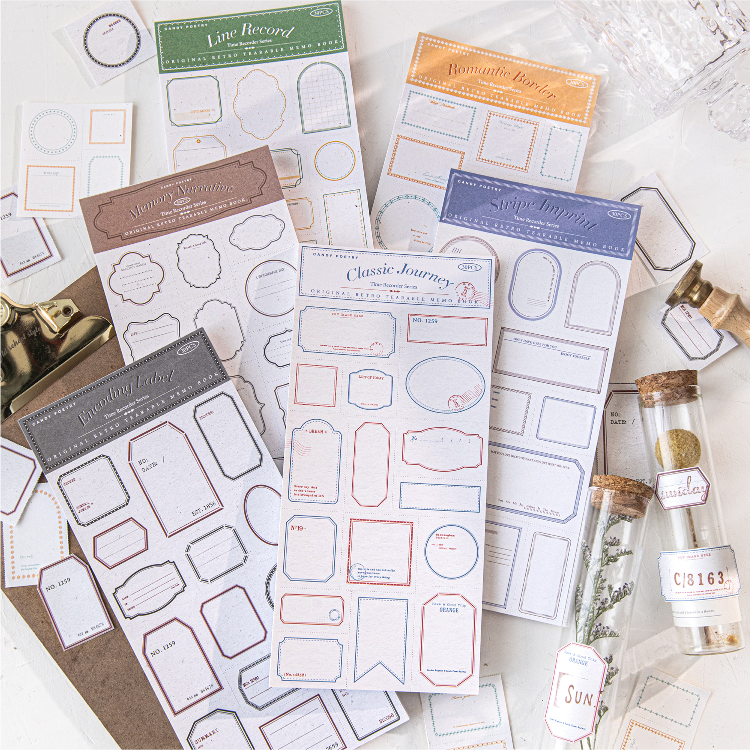 时光记录者白牛皮纸压齿线便签本