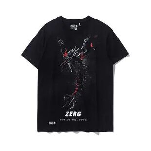 星际争霸周边-星际争霸T恤神族虫族人族暴雪游戏扎染印花夏季男款