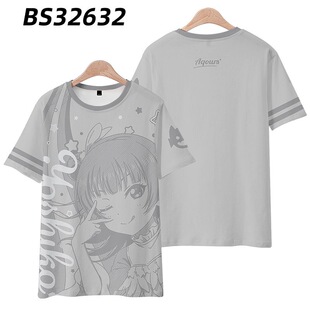 LoveLive动漫Aqours水团周边高海千歌 渡边曜短袖T恤男女痛衣服潮