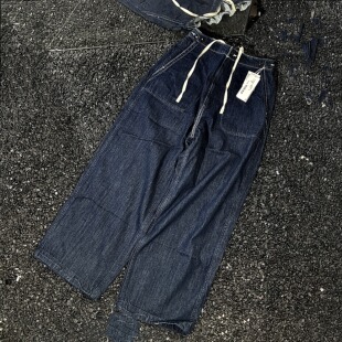 日单nanamica咪咔宽松阔腿显瘦复古工装牛仔裤男户外束脚宽松长裤