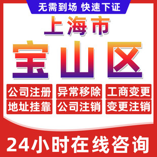 上海宝山区公司个体户营业执照办理注册注销异常移除地址挂靠变更