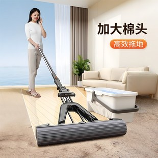 家用一拖净干湿两用对折挤水胶棉头强吸. 优选洗海绵拖把202o4新款