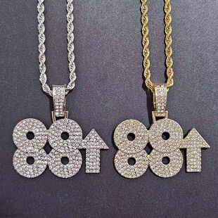 嘻哈歌手吊坠88up上升rising rich brian时尚百搭潮项链