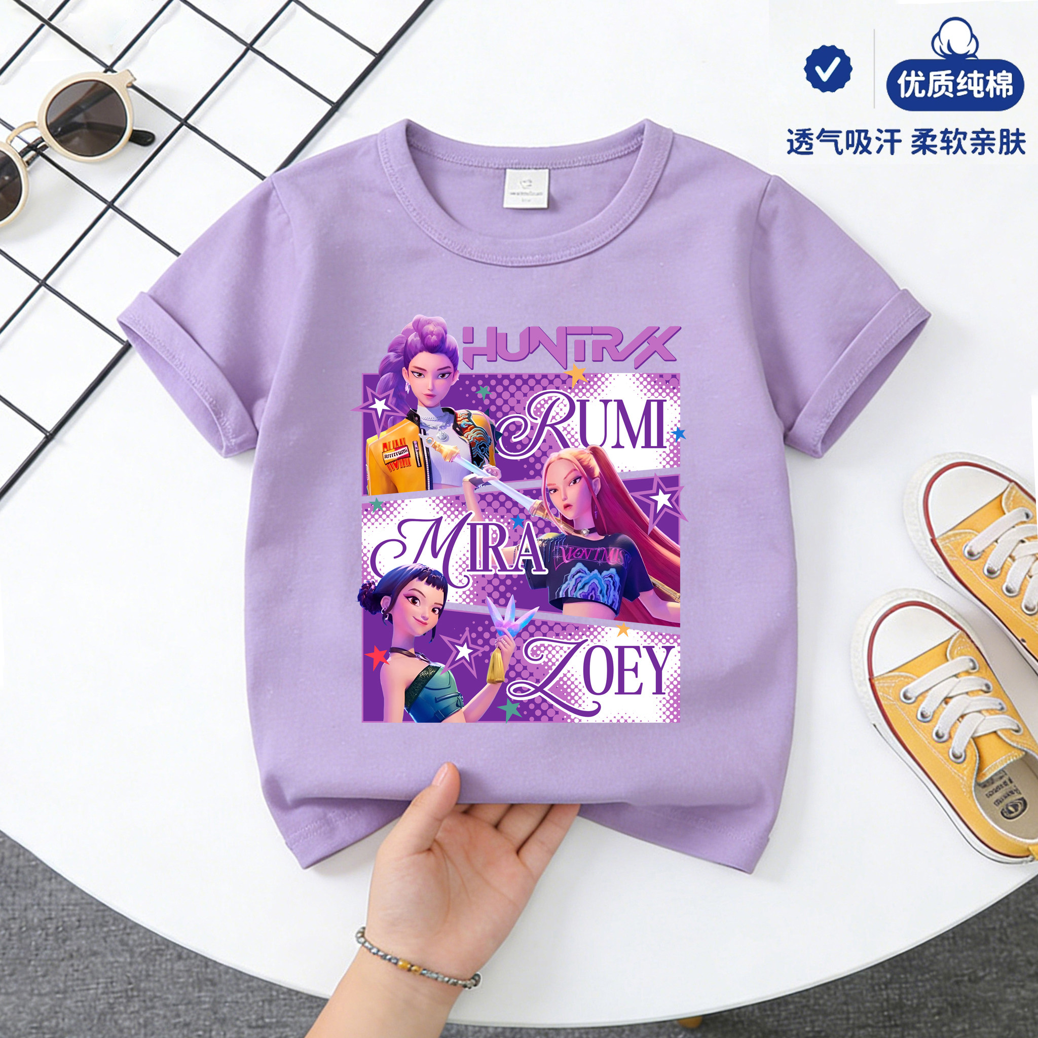 kpop猎魔女团纯棉短袖T恤女童装夏季新款儿童衣服圆领上衣打底衫