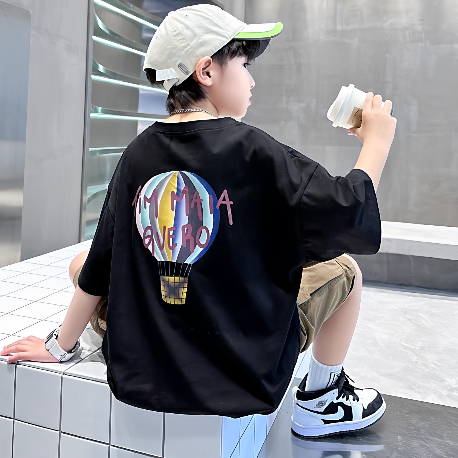 童装儿童短袖T恤2026新款纯棉男童半袖上衣黑色白色短袖体恤夏装