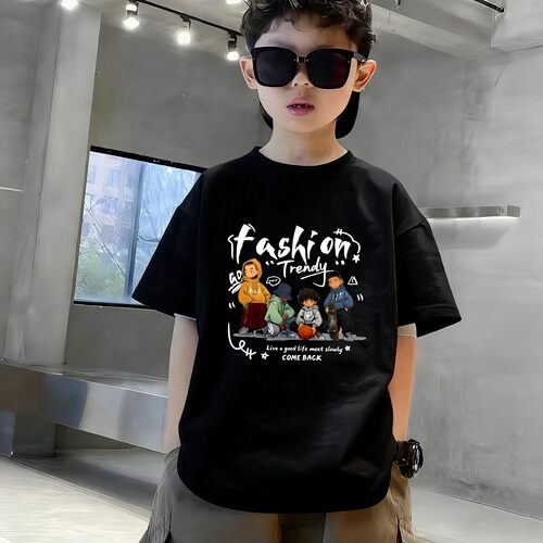 纯棉100%男童短袖t恤2026新款夏季儿童服装半袖上衣打底衫中大童3