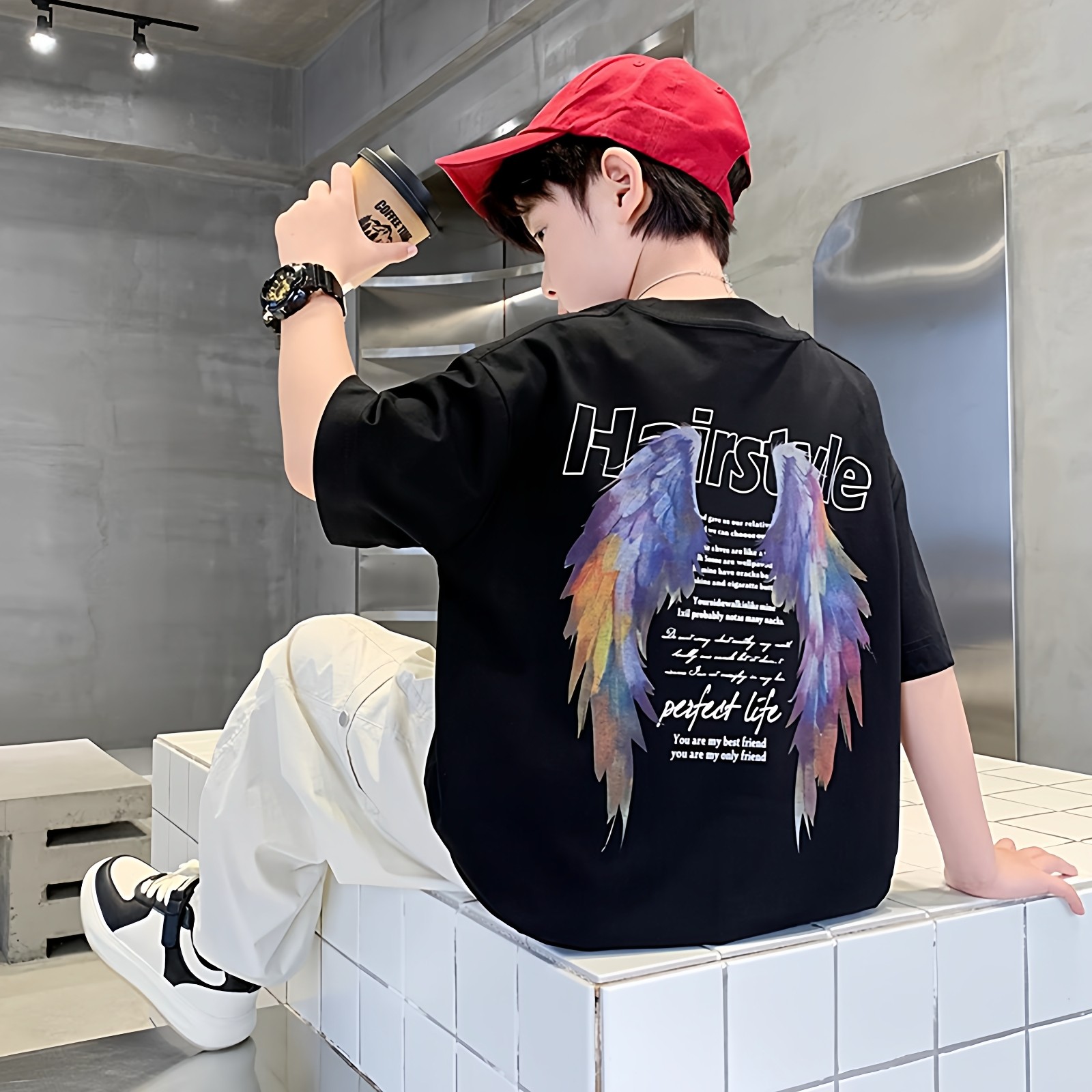 童装儿童短袖T恤2026新款纯棉夏季男童半袖上衣黑色白色大童体恤