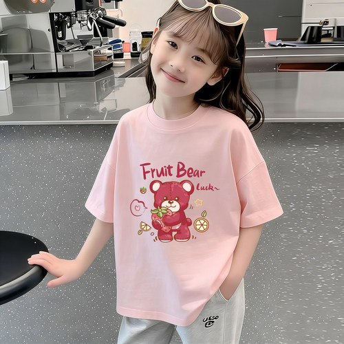 女孩纯棉短袖T恤夏季新款儿童卡通半袖服装女童印花短袖上衣薄款