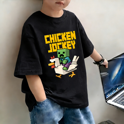 男童短袖T恤夏季新款纯棉Minecraft我的儿童上衣宽松衣服半袖服装