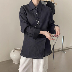韩版 LAKE潮流时尚 新款 五色两件套苎麻衬衫 ins衬衣 女2025夏季