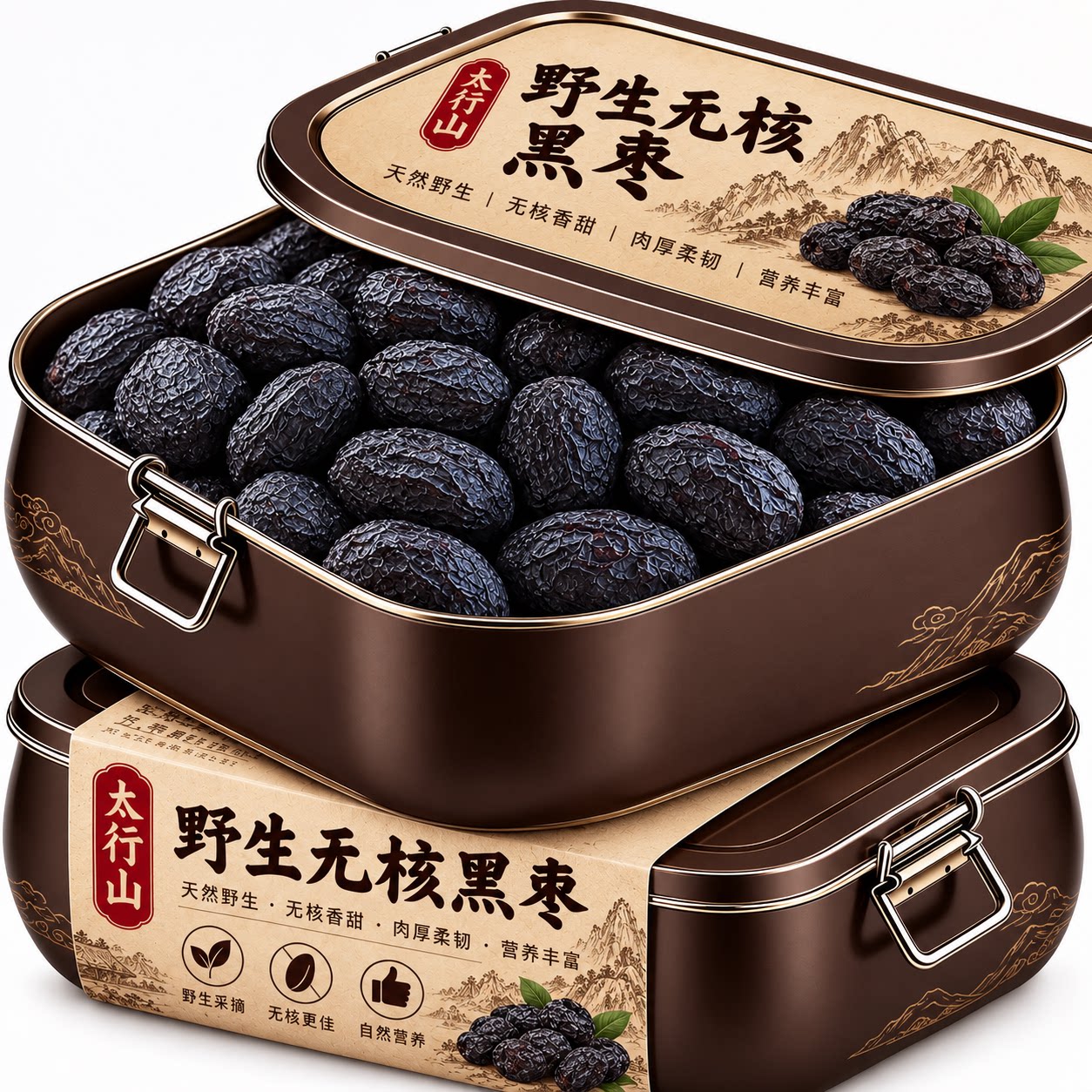无核黑枣官方旗舰店正宗太行山无核乌黑枣特级乌枣野生黑枣君迁子