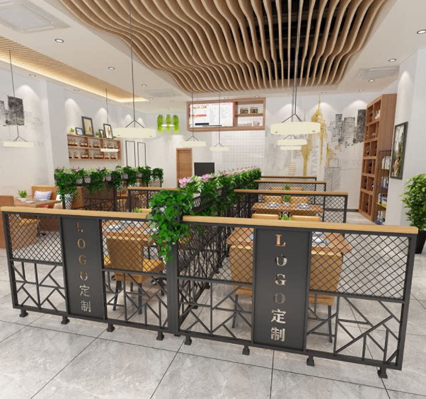 定制新款餐厅隔断护栏饭店卡座矮隔断围栏工业风火锅店包间隔断墙