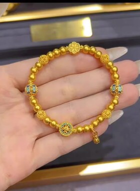 珐琅彩花丝烧蓝福满莲华多宝手链