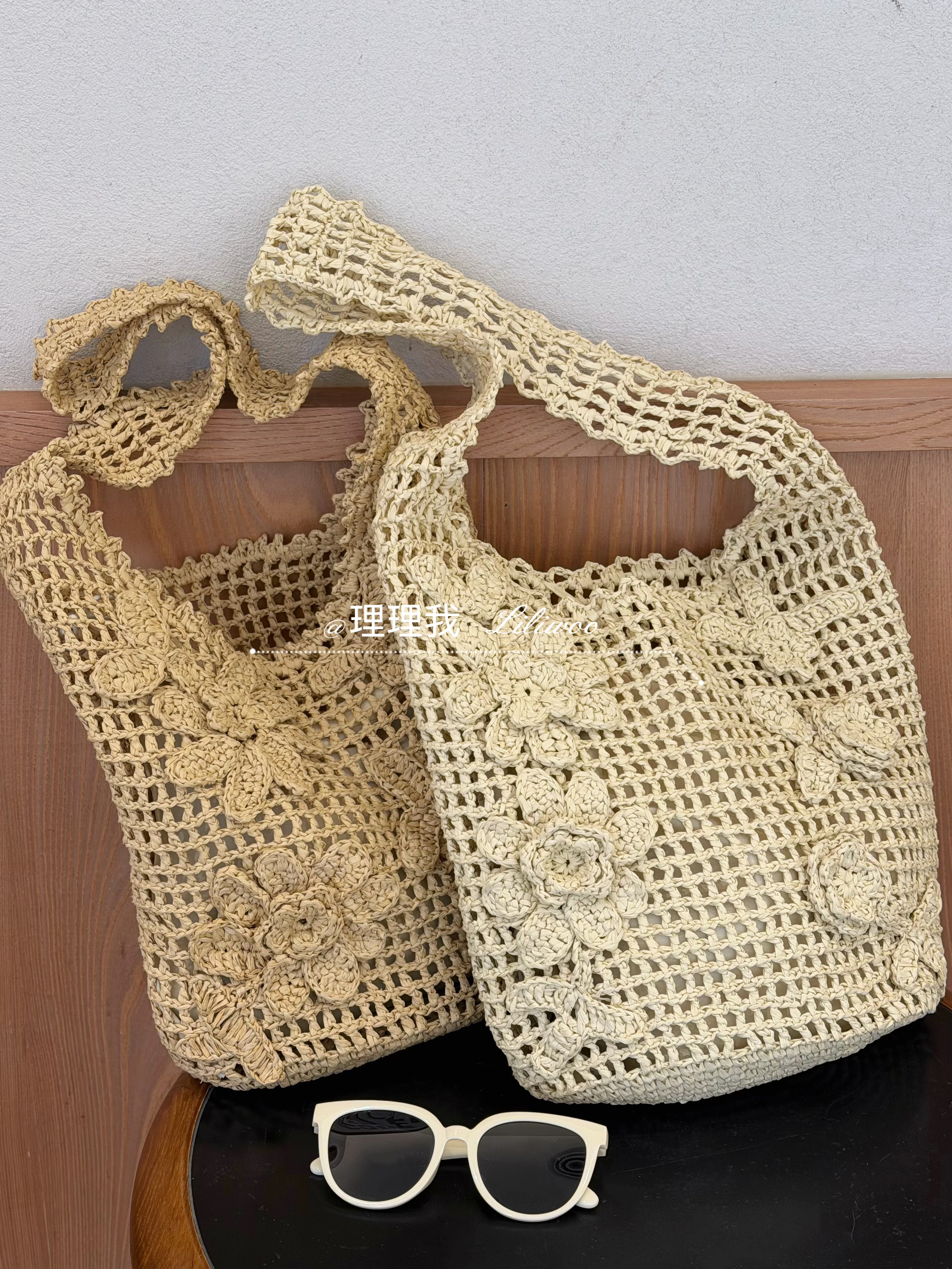 理理我｜莫奈花园~花朵钩织草编包海边氛围感度假镂空沙滩包