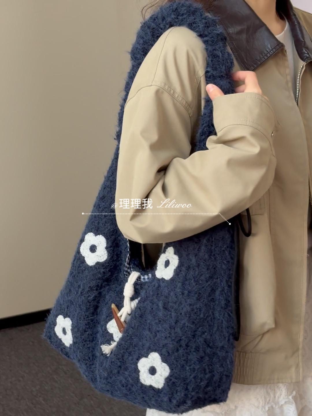 理理我｜韩系ins风毛绒花朵单肩斜挎包包大容量通勤包,箱包皮具/热销女包/男包,通用款女包,淘宝优惠券,粉丝福利购,淘宝优惠卷