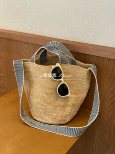 理理我｜拉菲草手提斜挎大容量编织包文艺气质度假旅行包