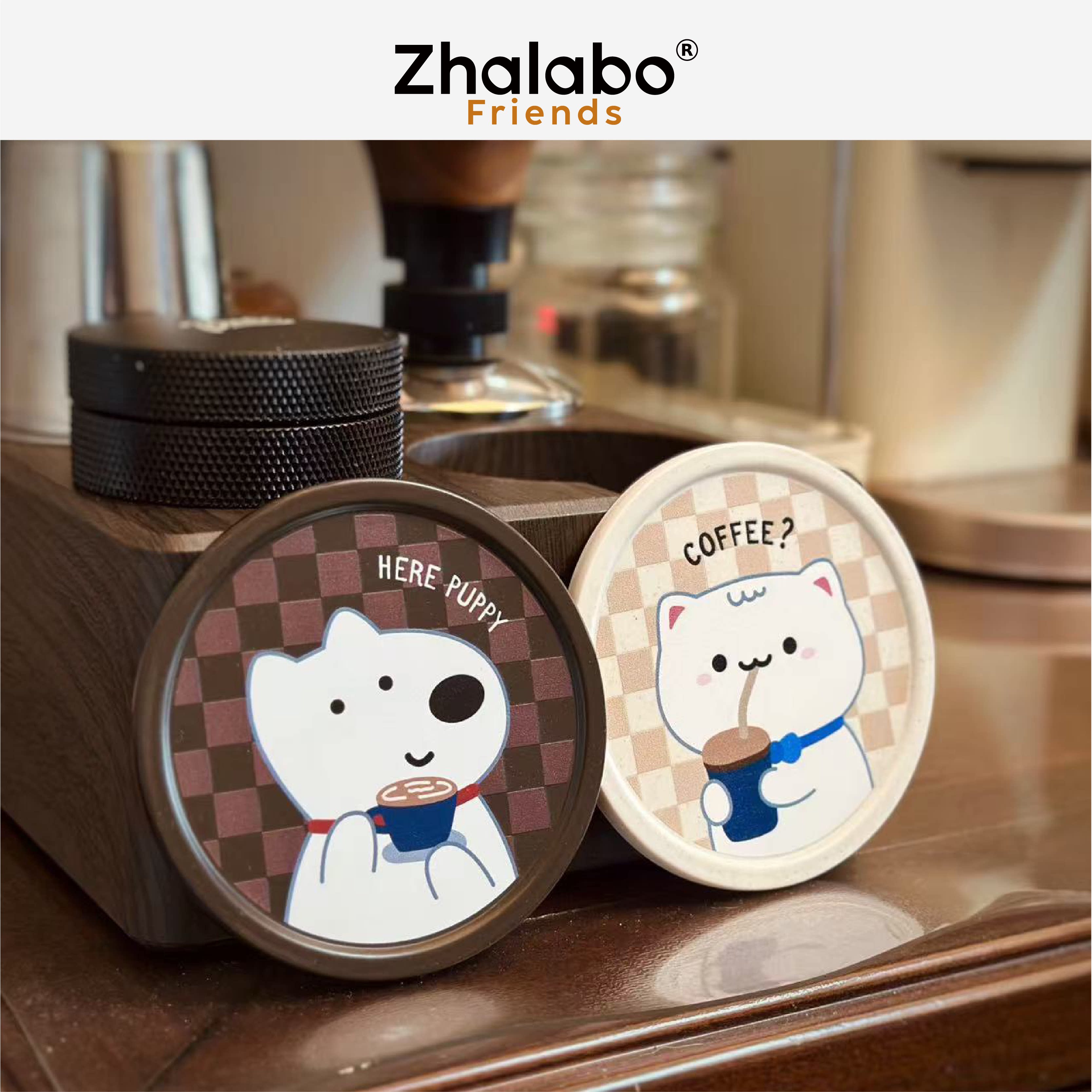 zhalabo 咖啡渣杯垫联名插画款可爱杯托耐热简约环保高级感可定制