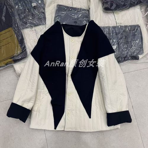 chumo2698秋冬新款韩版休闲百搭圆领长袖短款披肩加厚棉衣外套女