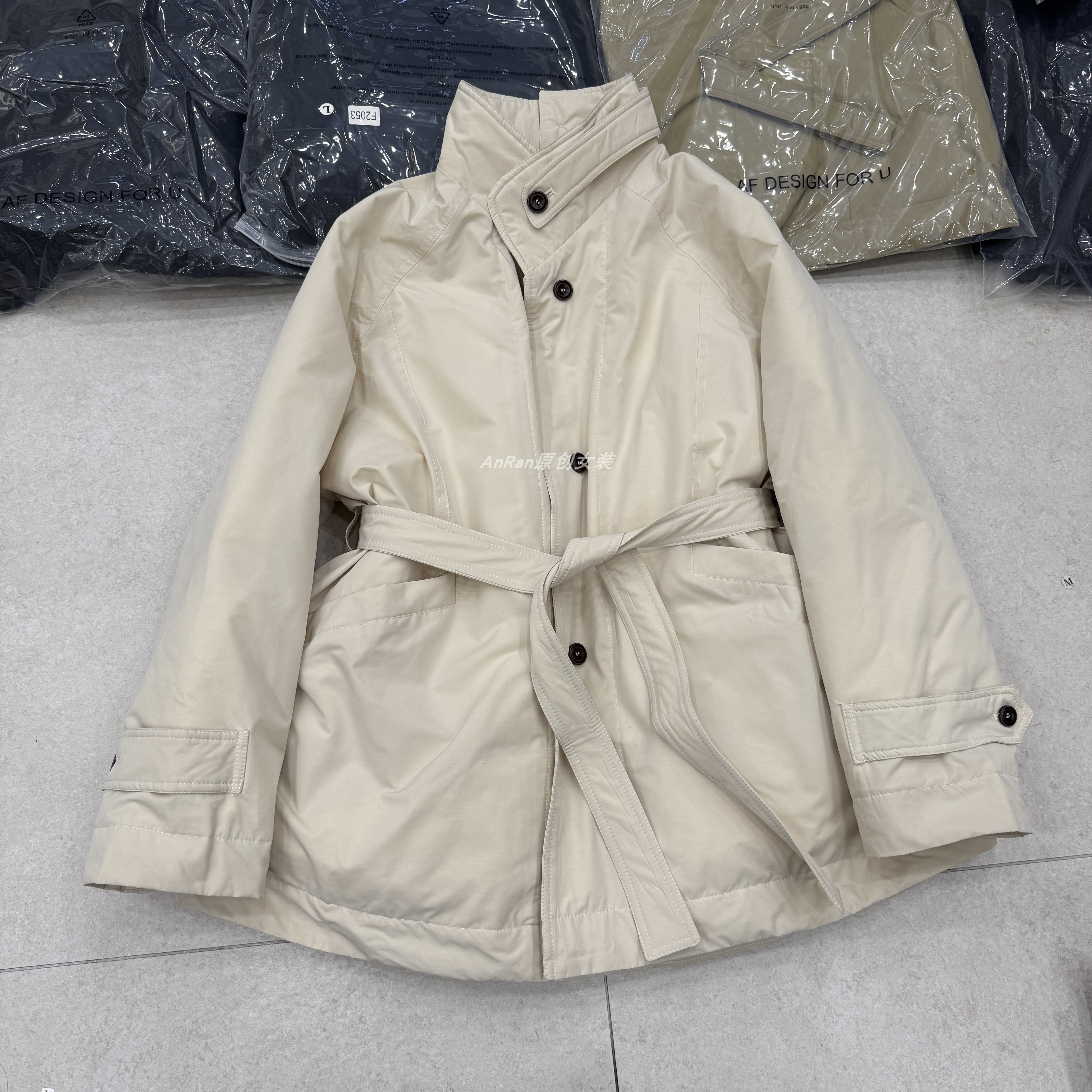 chumo2053韩系90白鹅绒立领系带收腰羽绒服女加厚保暖风衣外套