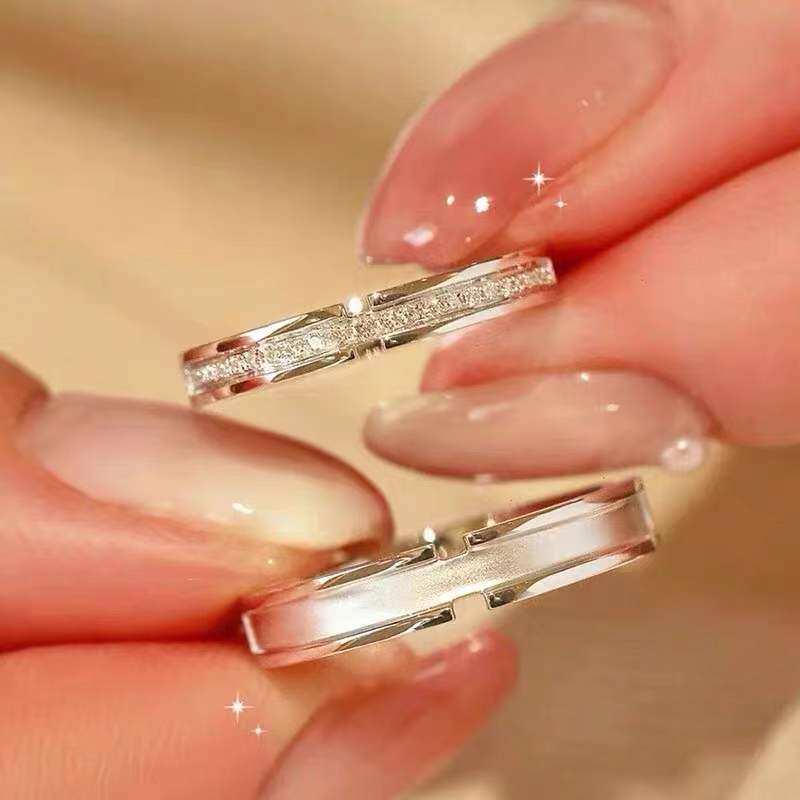 足银s999蒹葭白露情侣对戒一对纯银活口可调节小众设计礼物送女友