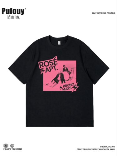 BLACKPNK朴彩英ROSÉ单曲APT周边应援同款短袖T恤女宽松纯棉上衣