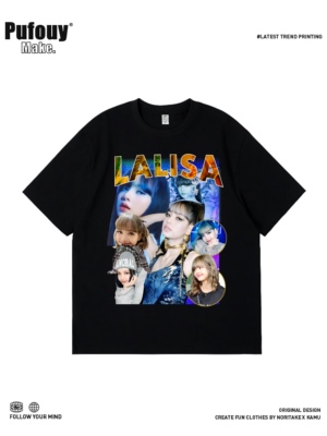 blackpink原创Lisa周边同款印花夏季新款短袖t恤男女潮牌纯棉上衣