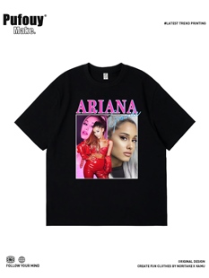 潮 欧美歌手Ariana Grande同款 周边印花短袖 T恤女纯棉宽松上衣半袖