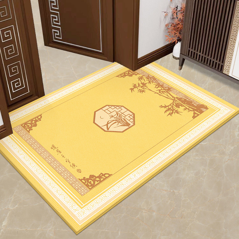新中式黄色地垫入户门垫高级感进门家用I脚垫门口防滑大门入户地,居家布艺,入户地垫,淘宝优惠券,粉丝福利购,淘宝优惠卷