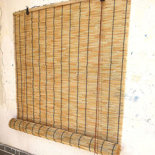 饰v吊顶田园外装 芦苇帘子饭店餐厅墙面装 茶室透光落地窗草席卷帘