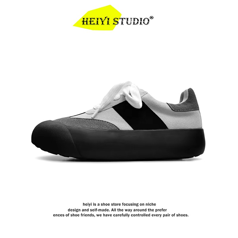 白敬亭蓬蓬鞋男女日系大头丑萌面包板鞋情侣复古厚底增高胖德训鞋