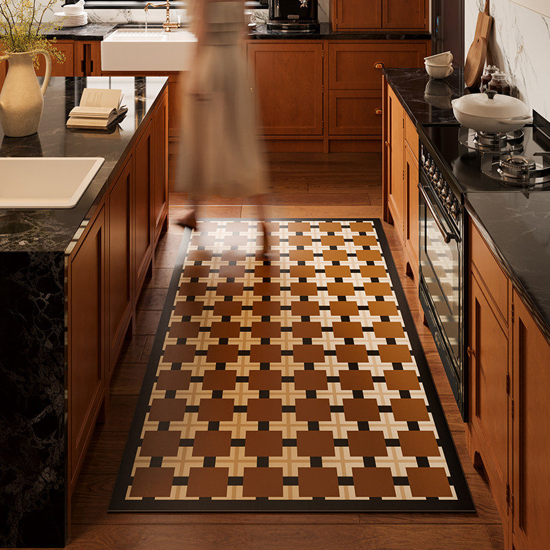 安塞里格英式g老钱风高级感厨房地垫防油易清洗复古长条地毯定制,居家布艺,厨房地垫,淘宝优惠券,粉丝福利购,淘宝优惠卷