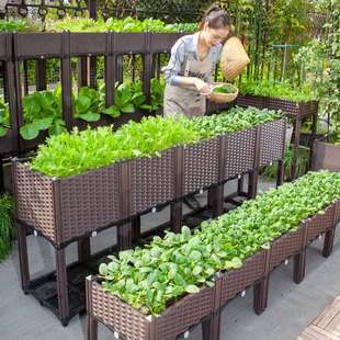 景阳台种植箱花箱塑料种菜花盆露台楼顶特大长方形立体组库 厂合元