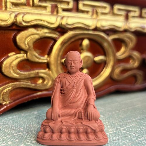 手工制作 龙钦绕将尊者  陶土烧制 擦擦 小佛像