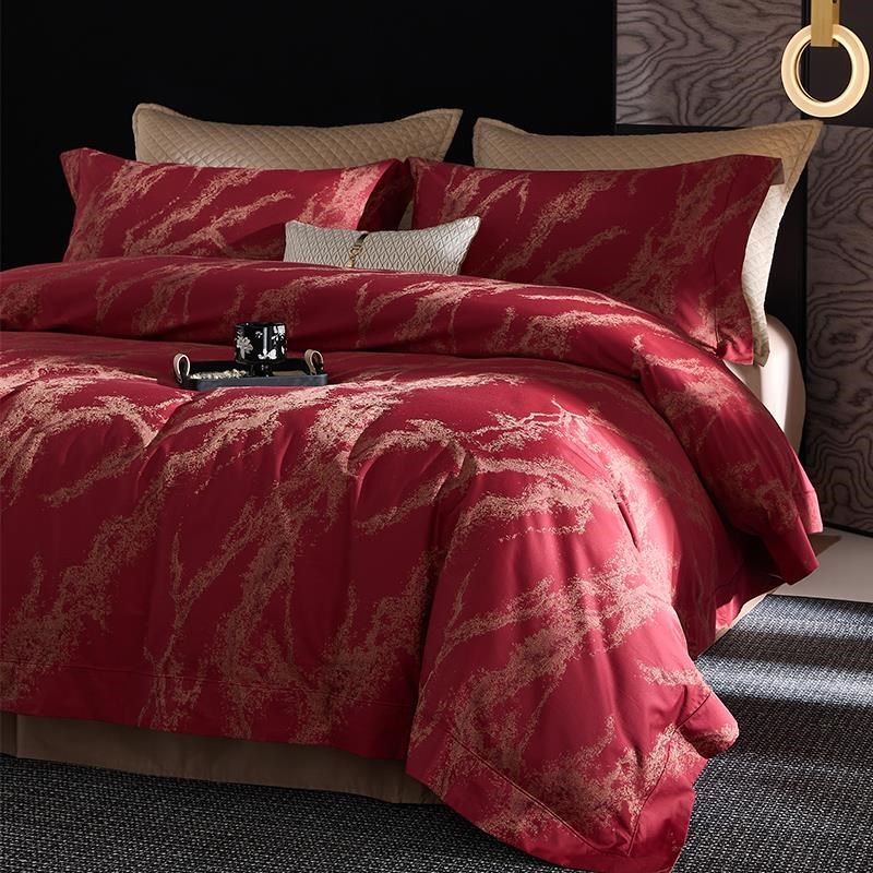 长绒棉色织提花四件套西r式纯棉结婚喜被婚嫁被套红色婚庆床上用,床上用品,婚庆床品套件,淘宝优惠券,粉丝福利购,淘宝优惠卷