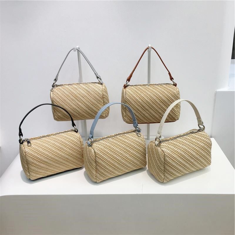 小脏柜 2024新款夏季时尚拼接手提布艺草编包单肩斜挎枕头小方包,箱包皮具/热销女包/男包,通用款女包,淘宝优惠券,粉丝福利购,淘宝优惠卷