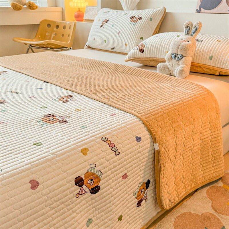 一面绒一面棉e全棉宝宝绒床盖三件加厚夹棉床单四季保暖床垫炕盖,床上用品,床盖,淘宝优惠券,粉丝福利购,淘宝优惠卷